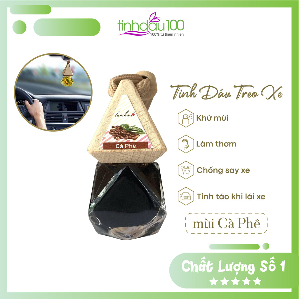 Tinh dầu treo xe ô tô Cafe Lam Hà, tinh chất cà phê khử mùi xe hơi, chống say xe, tỉnh táo khi lái xe Tinh Dầu 100 Store
