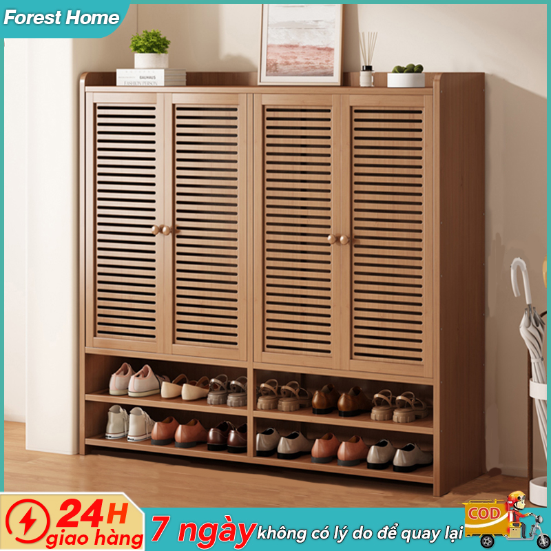 Tủ giày Tre gỗ Có Cửa Tủ Giày Gỗ thông thoáng chống bụi tủ giày nhiều tầng tiết kiệm không gian