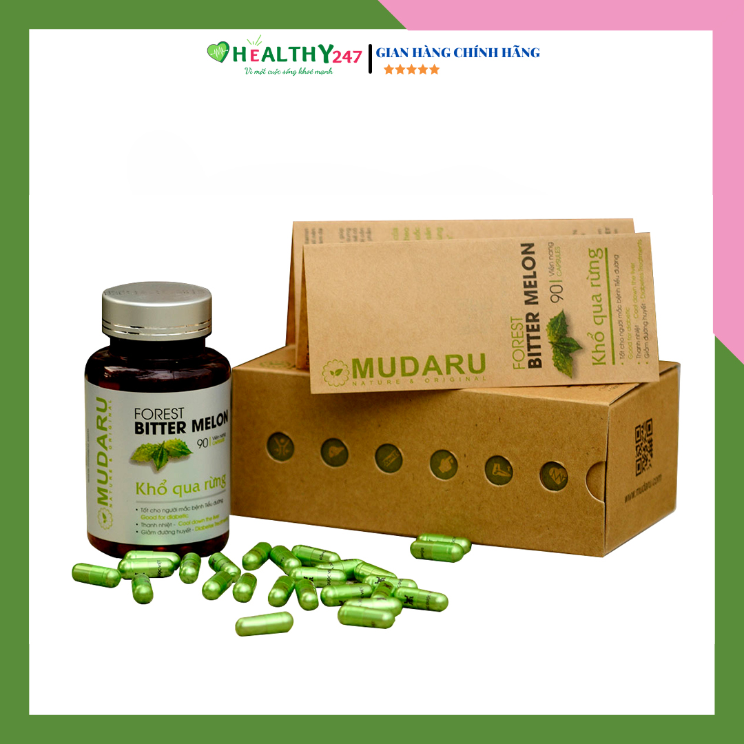 Viên uống khổ qua rừng mudaru chính hãng hộp 90 viên tốt cho người bệnh tiểu đường bệnh gan healthy247