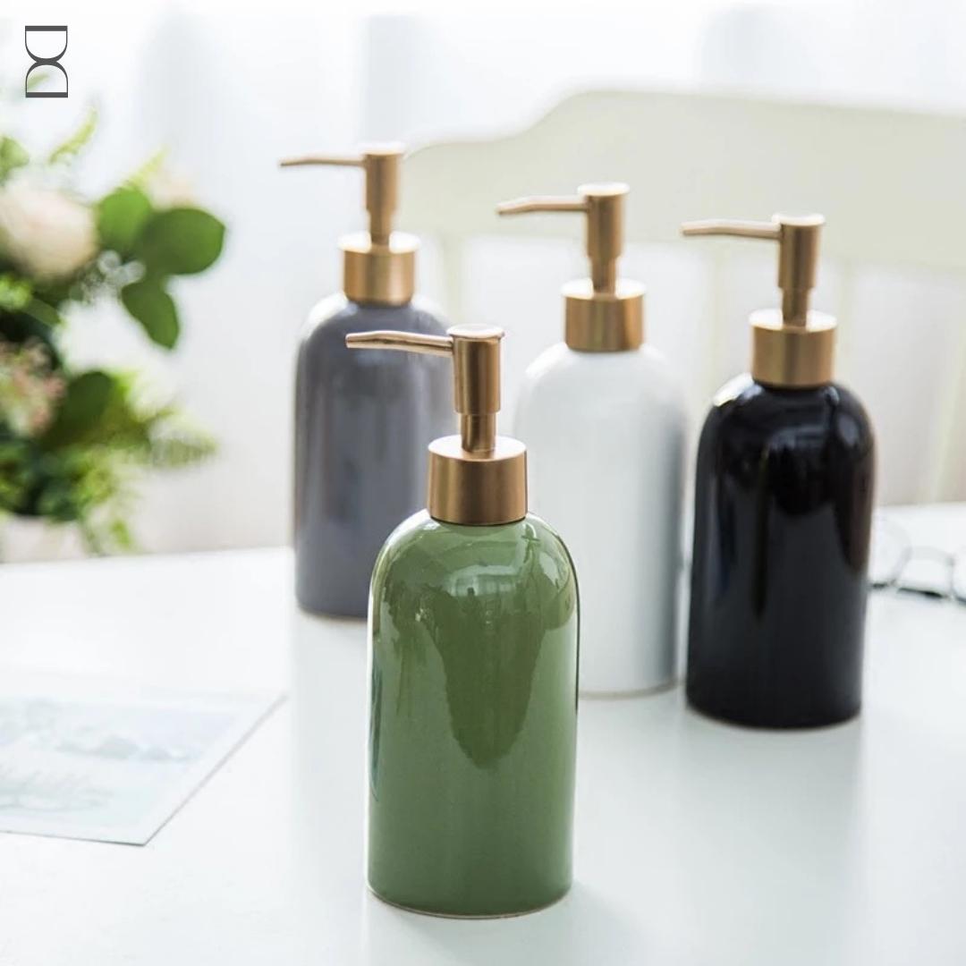 Bình đựng xà phòng, nước rửa tay bằng gốm sứ hình trụ tròn