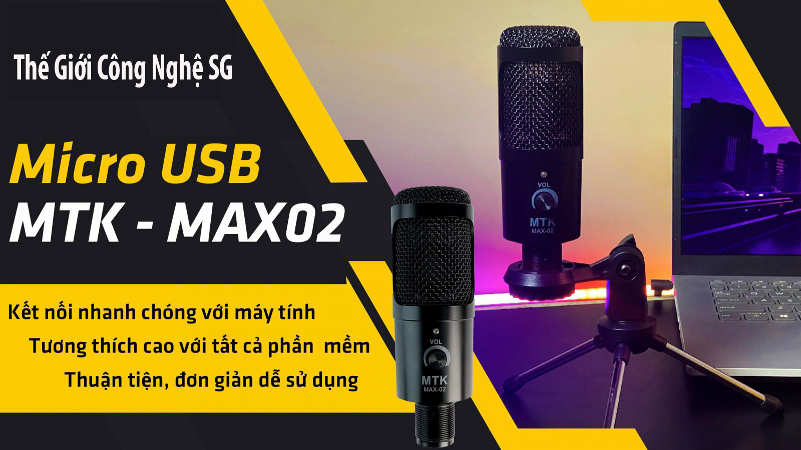 [ SIÊU PHẨM 2022 ] Micro Thu Âm MTK Max-02 USB - Kết Nối Trực Tiếp Qua Cổng USB Tích Hợp Sound Card - Sử dụng Cho Laptop, PC, Smartphone - Hỗ trợ Livestream,  Gaming , Học trực Tuyến - Chống Ồn, Chống Nhiễu, Cho Âm Thanh Trung Thực