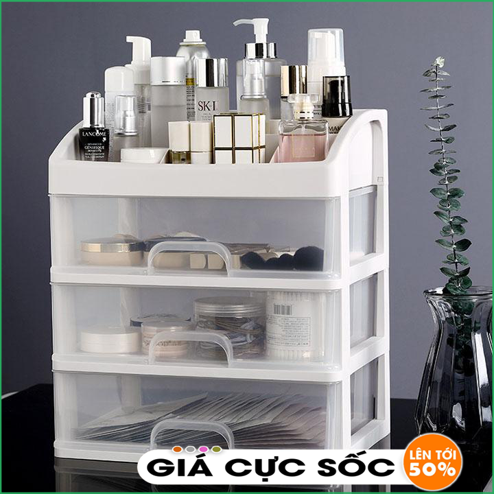 Kệ để son, kệ đựng mỹ phẩm nhựa 4 tầng, giá để son tiện lợi, Kệ Đựng Đồ Dùng Cá Nhân, Tủ đựng mỹ phẩm mini 4 tầng có ngăn kéo