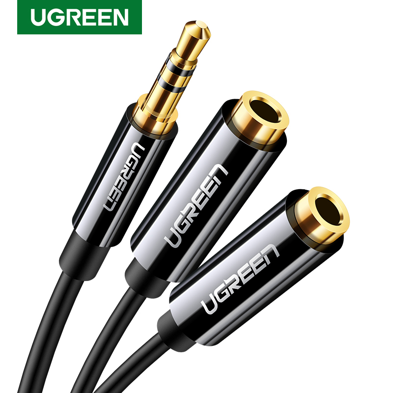 UGREEN 22cm Headphone Splitter Audio Cable 3.5mm Male to 2 Female Jack 3.5mm Splitter Adapter Aux Cable for iPhone 14 Plus/iPhone 14 Pro Max Samsung MP3 Player