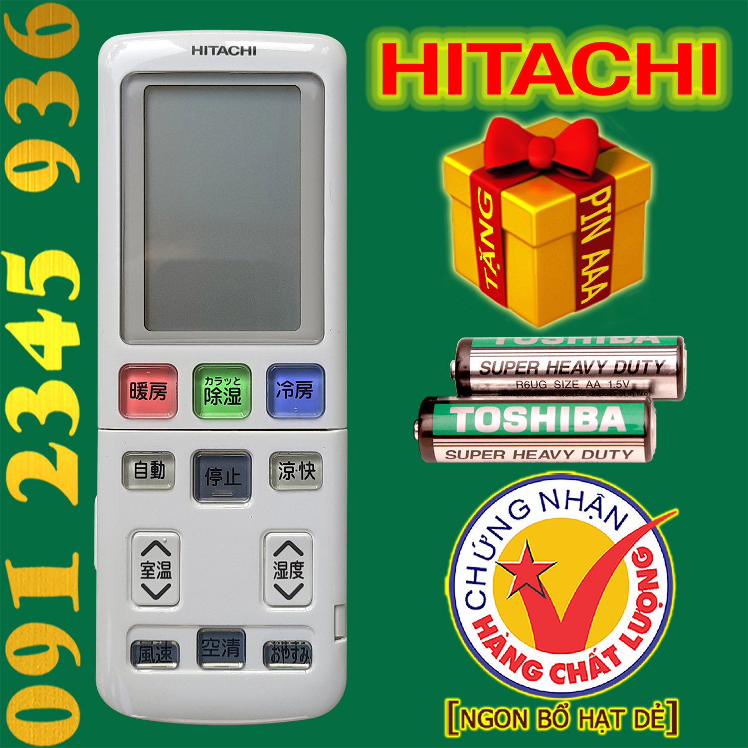 Điều khiển hitachi, + cho điều hòa.