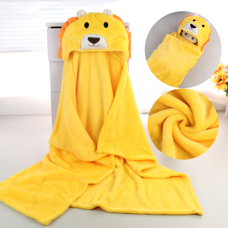 [HCM]Khăn quấn ủ hình thú cho bé hình Sư Tử Vàng Khăn quấn sơ sinh Chất liệu vải bông mềm mịn