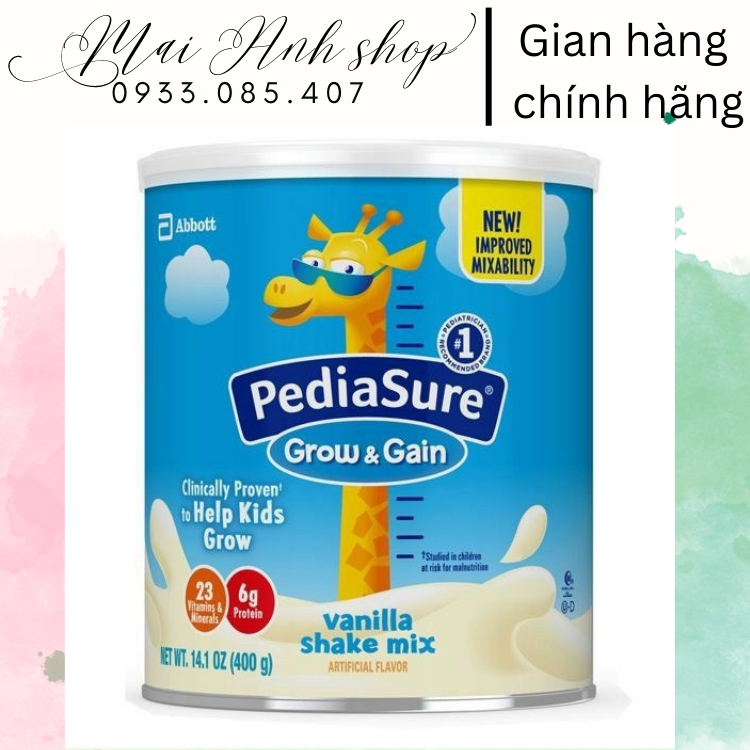 Sữa bột Pediasure Grow and Gain - Pediasure Hươu cao cổ 400gr chuẩn hàng Mỹ