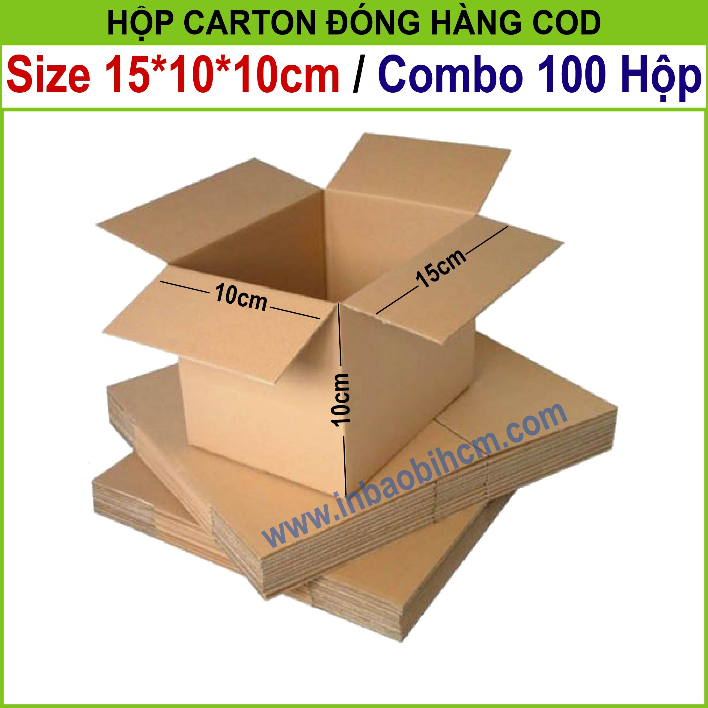 [HCM]100 Hộp Carton đóng hàng 15x10x10 cm (InbaobiHCM - Thùng giấy - Hộp giấy carton giá rẻ)