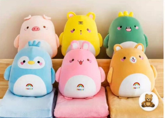 Bộ chăn gối siêu tiện ích thú 6 màu ghome