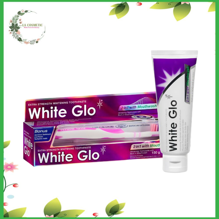 Kem Đánh Trắng Răng 2 in 1 White Glo 150g Chính Hãng White Glo 2in1 Whitening Toothpaste with Mouthwash
