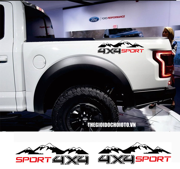 Tem 4x4 sport dán trang trí xe ô tô bán tải ms-205 - hàng thiết kế theo yêu cầu
