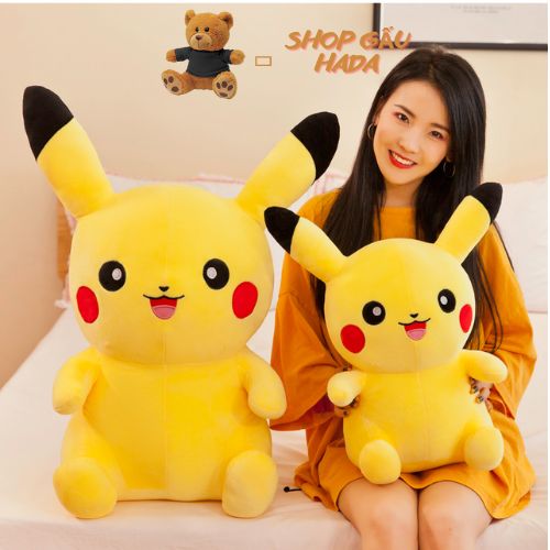 Gấu bông pikachu siêu cute, gối ôm pikachu mềm mịn cao cấp hada chính hãng