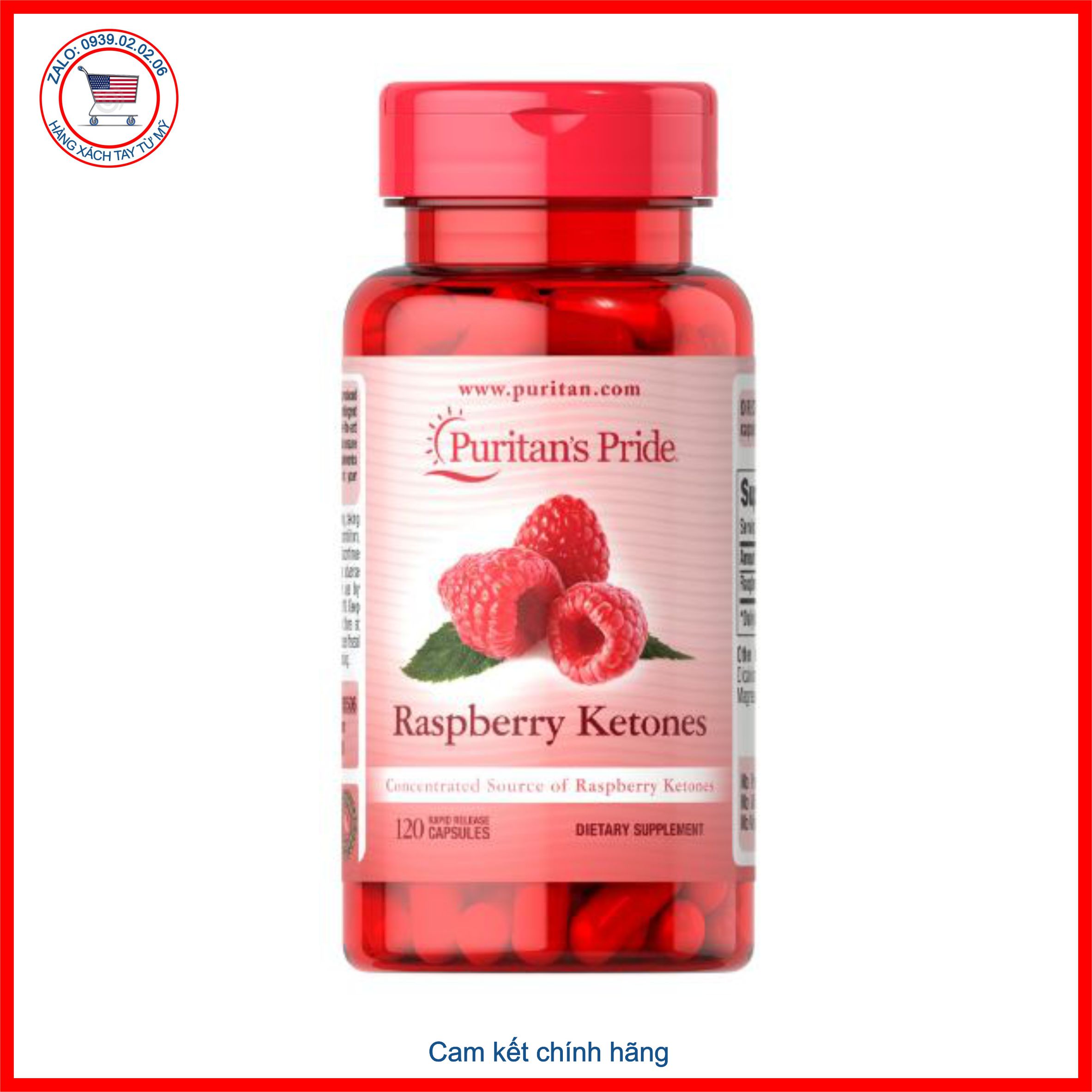Viên uống giảm cân Raspberry Ketones an toàn và hạn chế tích tụ mỡ 120 viên