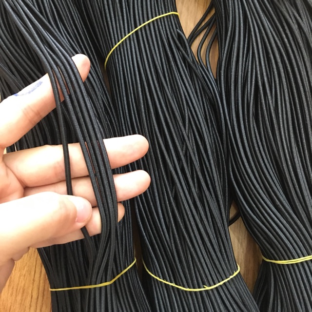 Dây chun co giãn đen 2mm buộc sổ làm dây buộc tóc bó 5m