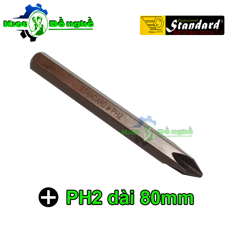 Mũi vít đóng bake ph2 dài 80mm standard – mũi vít đóng ph2 có từ - kiot đồ nghề