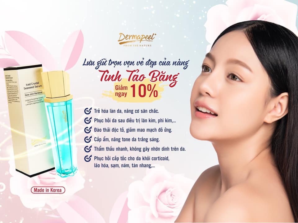 SERUM TINH TẢO BĂNG DERMAPEEL -ICED CRYSTAL SEAWEED SERUM DERMAPEEL - GIẢM TÌNH TRẠNG DA SƯNG ĐỎ NHANH CHÓNG - PHỤC HỒI DA HƯ TỔN - TRẮNG SÁNG - NÂNG CƠ DA