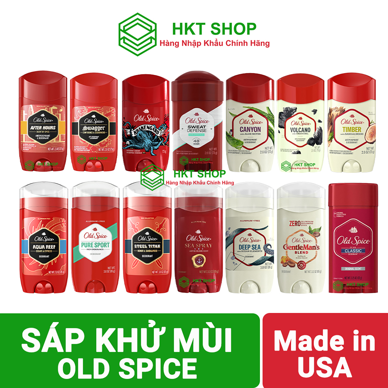 Sáp khử mùi Old Spice 73g/ 85g nhập khẩu từ Mỹ - HKT Shop