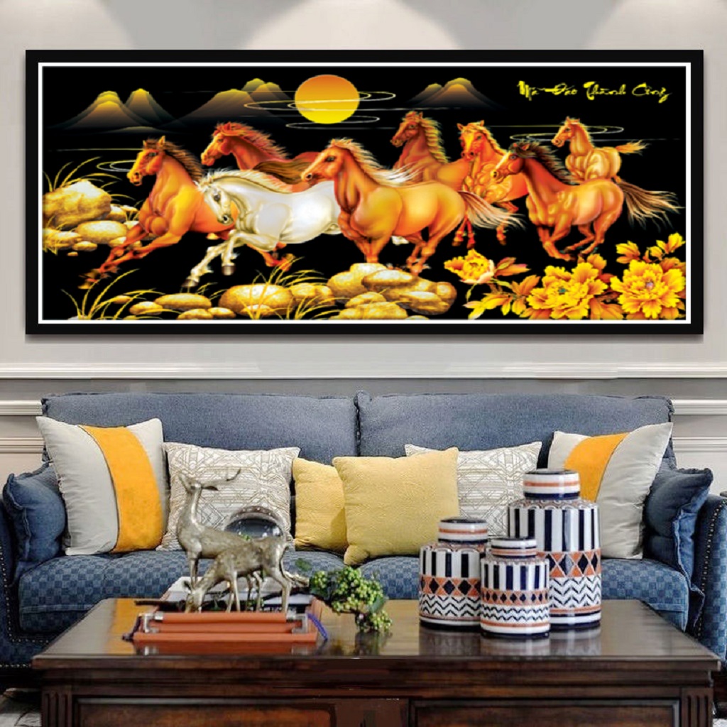 Tranh đính đá mã đáo thành công khổ lớn kích thước 180x85cm