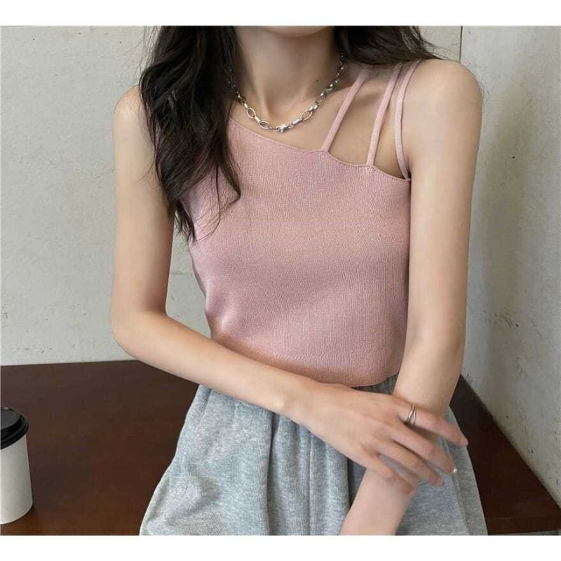 Áo croptop sát nách 4 màu trơn cá tính dành cho nữ
