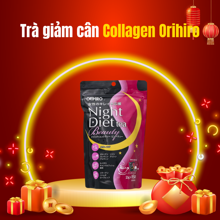 Trà giảm cân Beauty Collagen Orihiro 16 gói - Hàng nội địa Nhật Bản