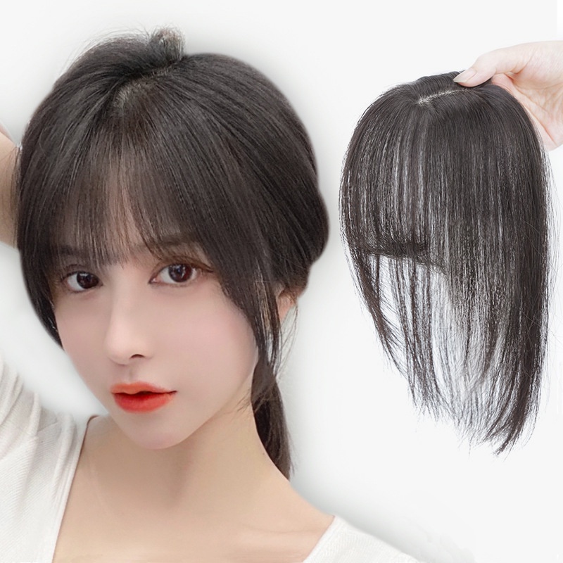 Tóc giả có mái 3d màu trắng tự nhiên che phủ tóc dành cho nữ