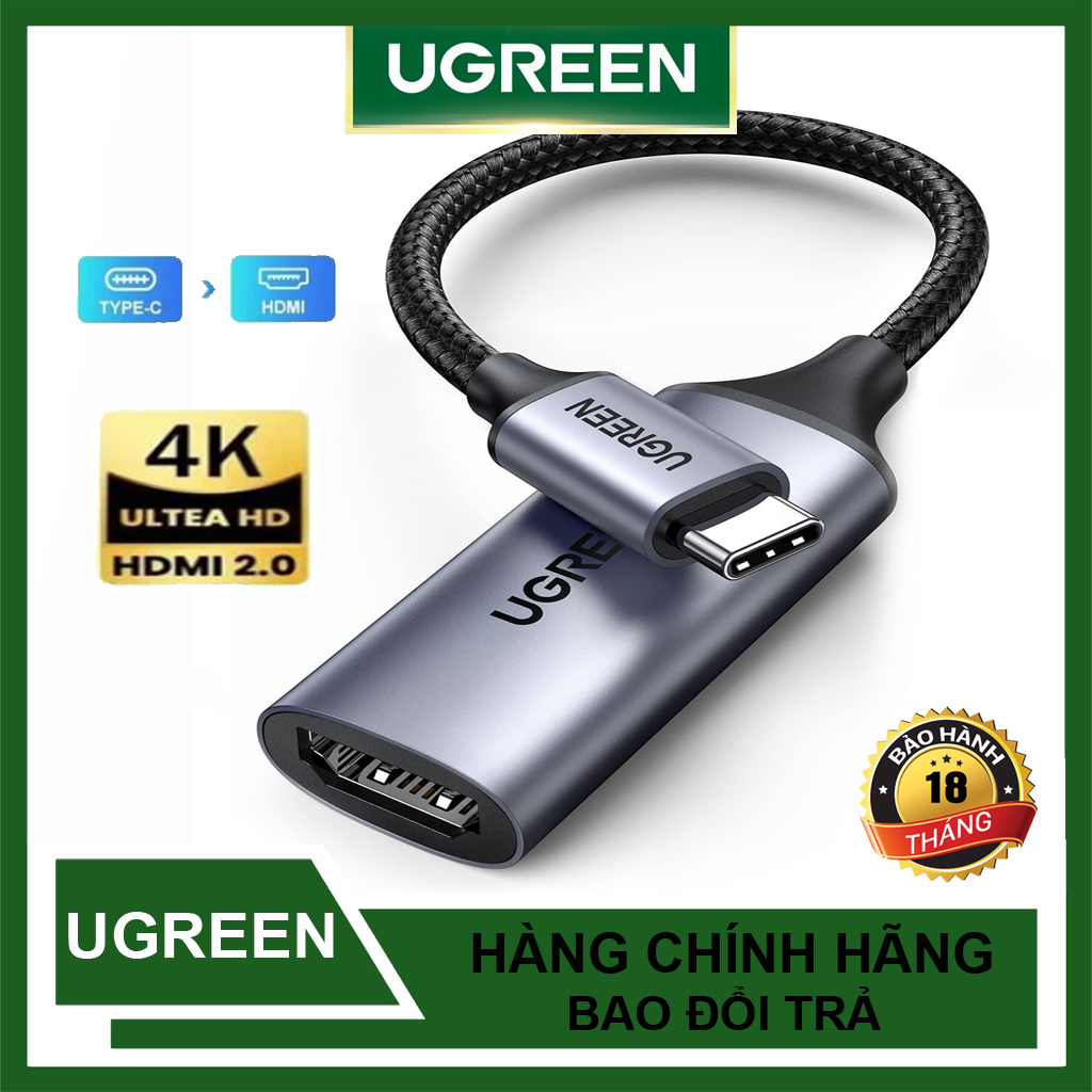 Cáp chuyển đổi usb type-c to hdmi hỗ trợ 4k60hz chính hãng ugreen 70444 bọc nhôm cao cấp