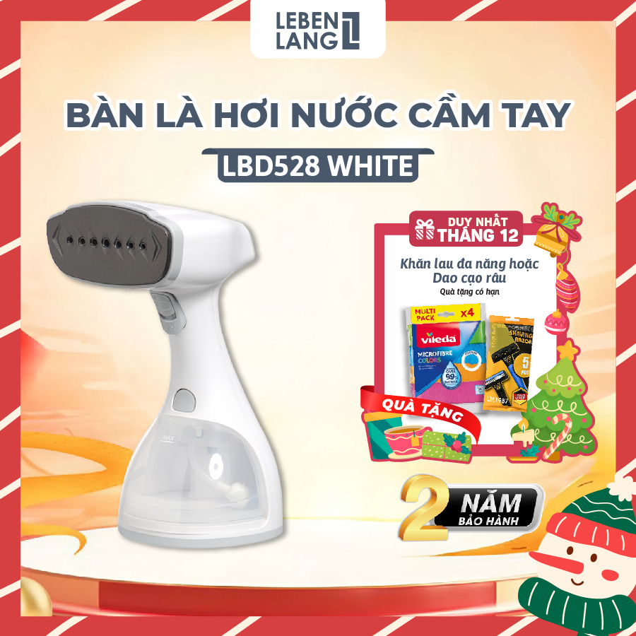  Bàn ủi hơi nước cầm tay LEBENLANG LBD528 công suất 1500W-300ml kèm 2 đầu chải - hàng chính hãng 