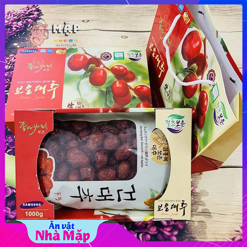 Táo Đỏ Hàn Quốc sấy khô giàu dinh dưỡng Organic - Hộp 1kg kèm giỏ tặng