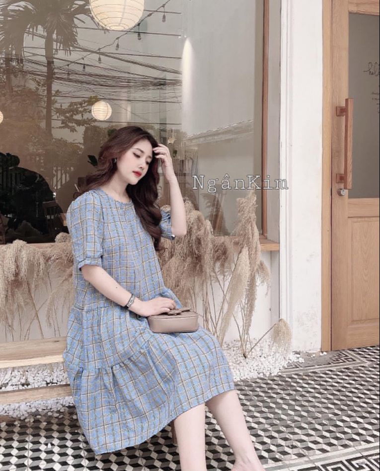 Đầm bầu xinh-đầm, váy bầu thời trang chất nhung thiết kế freesize từ 42-70kg cho nàng bầu công sở