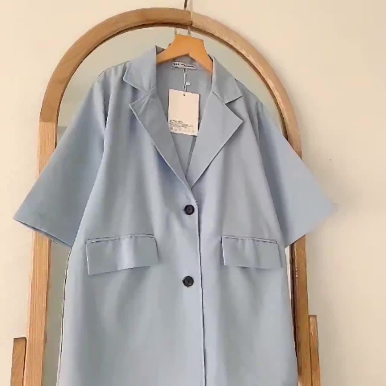 Áo blazer ngắn tay thời trang Hàn quốc/Áo blazer ngắn tay túi nắp Ulzzang