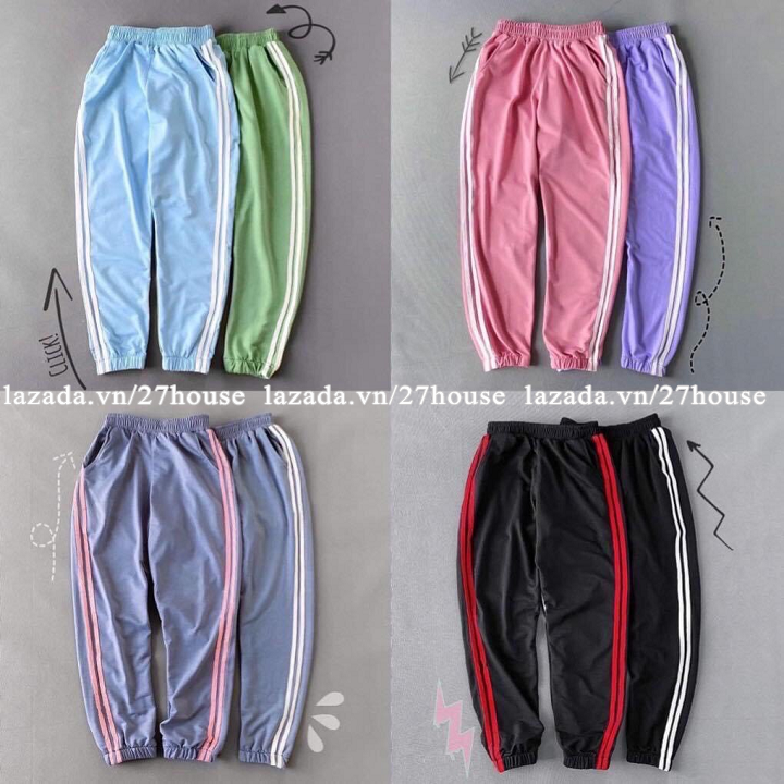 Quần Jogger 2 Sọc form rộng Unisex, chất vải nỉ da cá, dày mịn, freesize dưới 65Kg