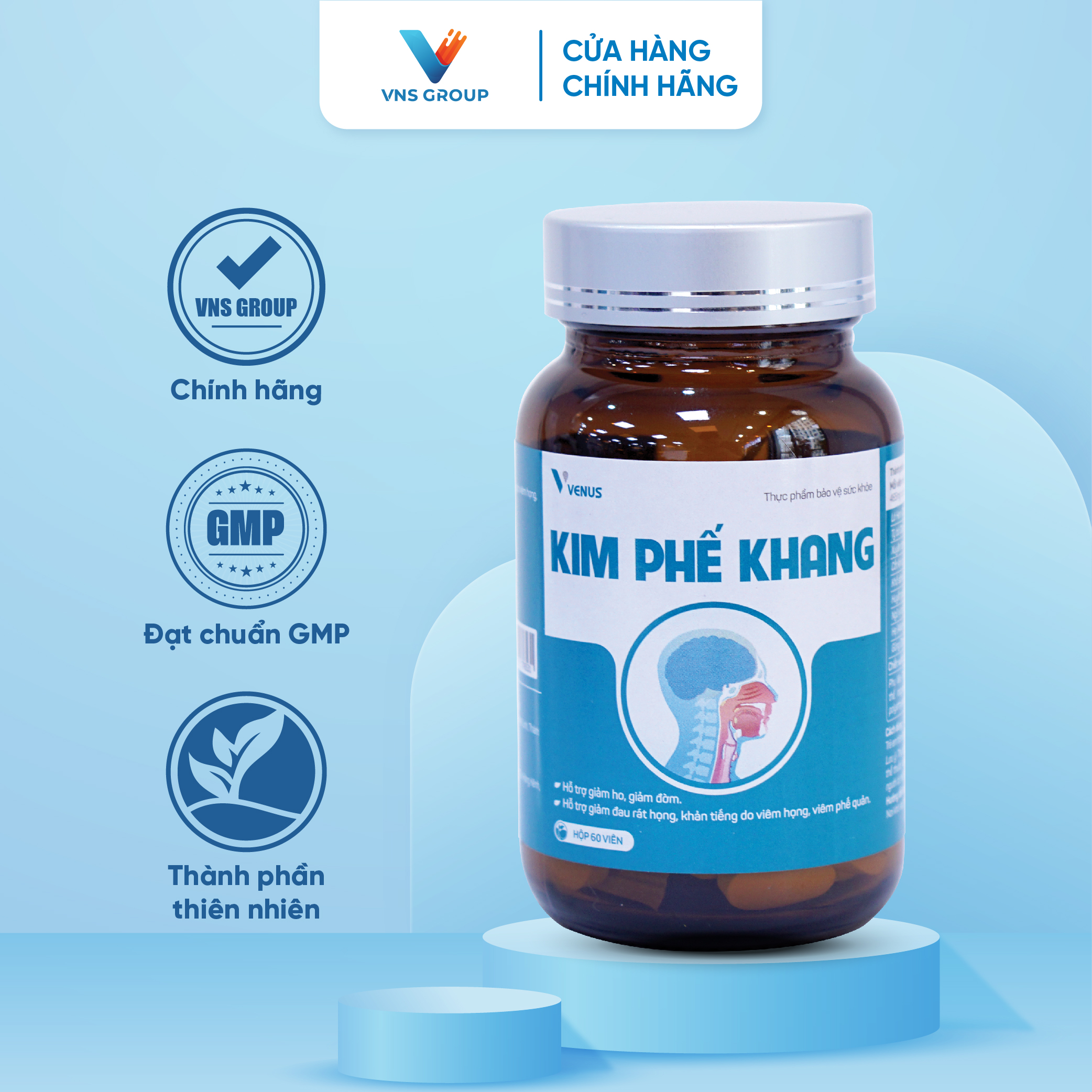 Viên uống giảm ho đau rát họng Kim Phế Khang VNS Group tăng cường đề kháng