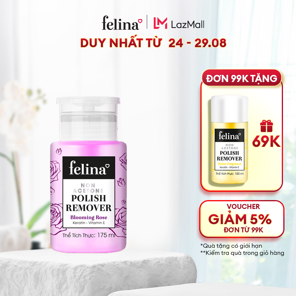 Nước rửa móng tay Felina Nail 175ml, rửa móng nhanh, hương hoa