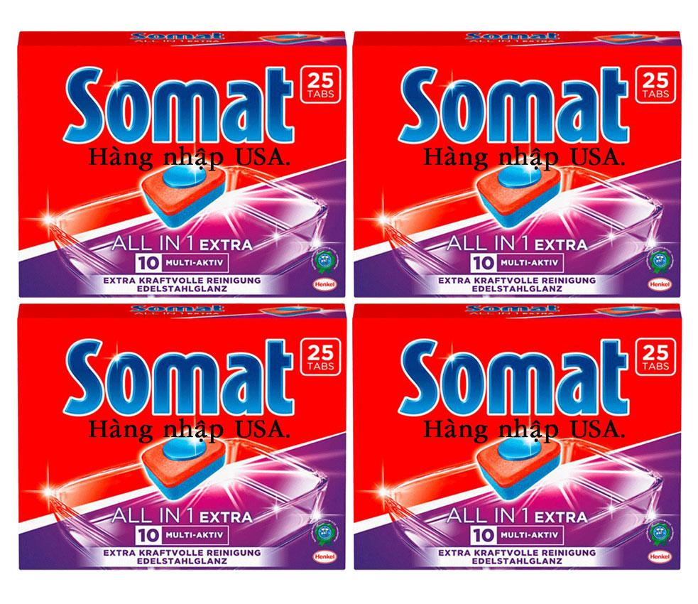 [HCM]Combo 4 hộp Viên rửa bát và làm bóng cao cấp Somat All in 1 Extra 10 Multi - AKTIV 25 Viên - Đức sản xuất ngày 26.01.2024