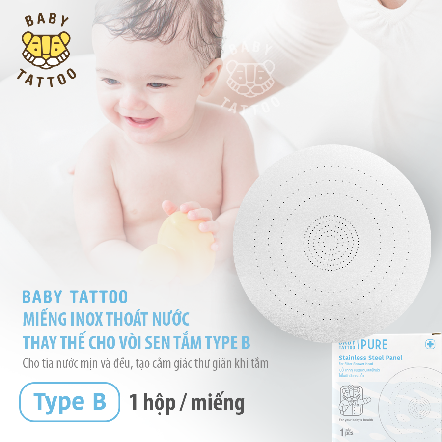 Miếng innox thoát nước thay thế cho vòi sen tắm lọc nước baby tattoo