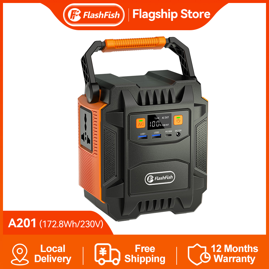 Flashfish máy phát điện năng lượng mặt trời nguồn điện ngoài trời 48000mah/200w nguồn điện sạc nhanh 220v nguồn điện di động khẩn cấp gia dụng di động sóng sin tinh khiết tự động cho xe hơi du lịch dã ngoại cắm trại ngoài trời kèm máy phát điện năng lượng