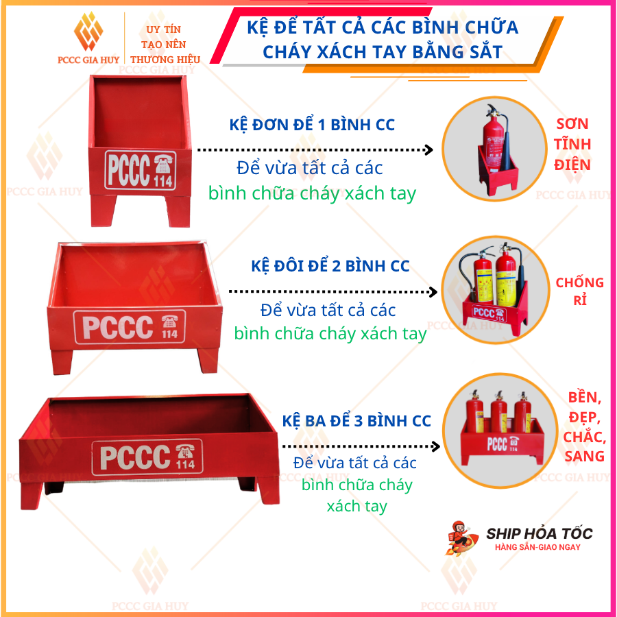 Kệ để bình chữa cháy dùng cho bình F4 , F8 , MT3 , MT5, chất liệu thép sơn tĩnh điện , sang trọng và chuyên nghiệp