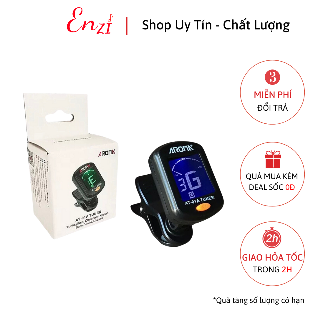 Máy lên dây đàn guitar ukulele violin Tuner Aroma guitar ukulele violin chất lượng Enzi