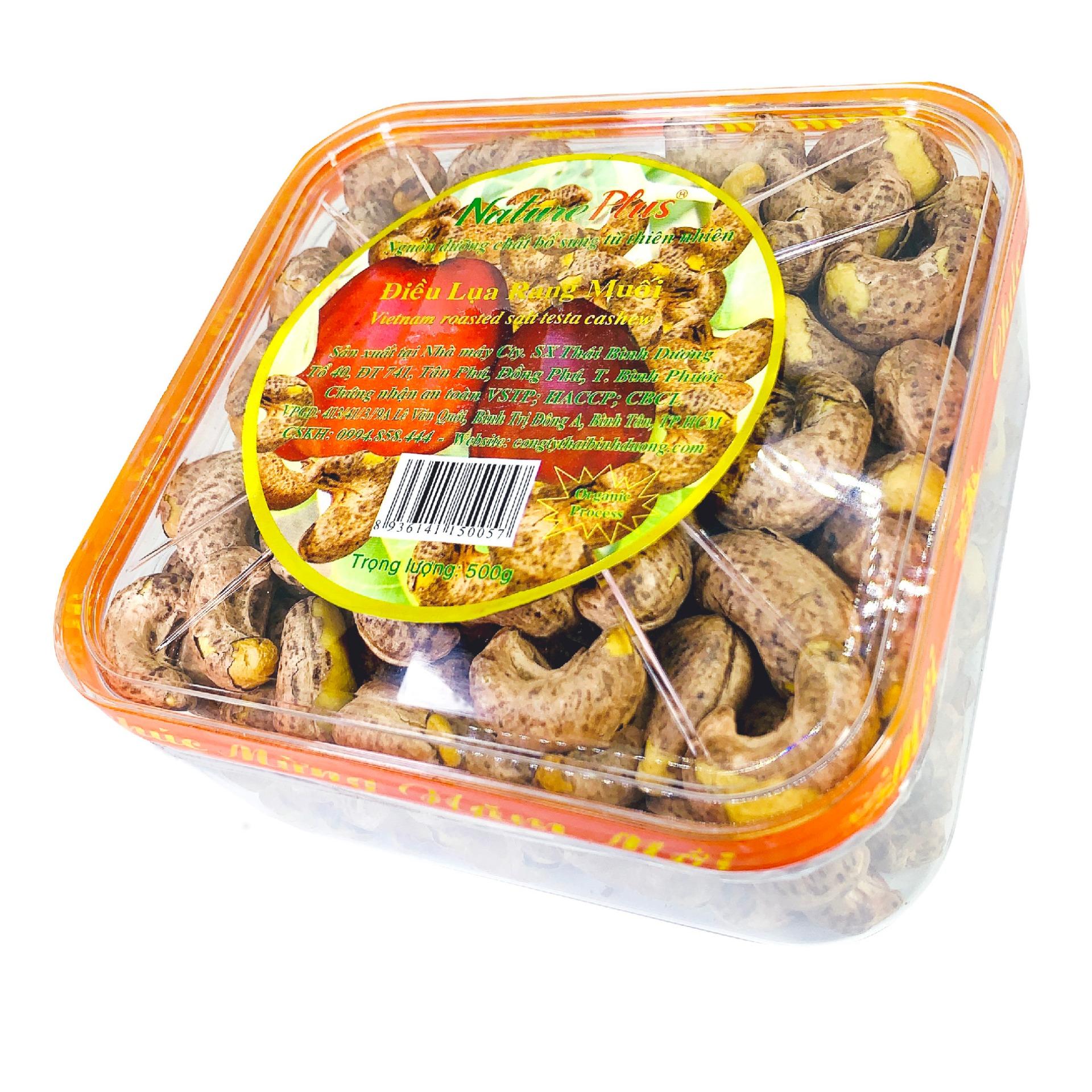 Hạt điều nguyên vỏ lụa loại 1 rang muối | hộp 500g naturplus