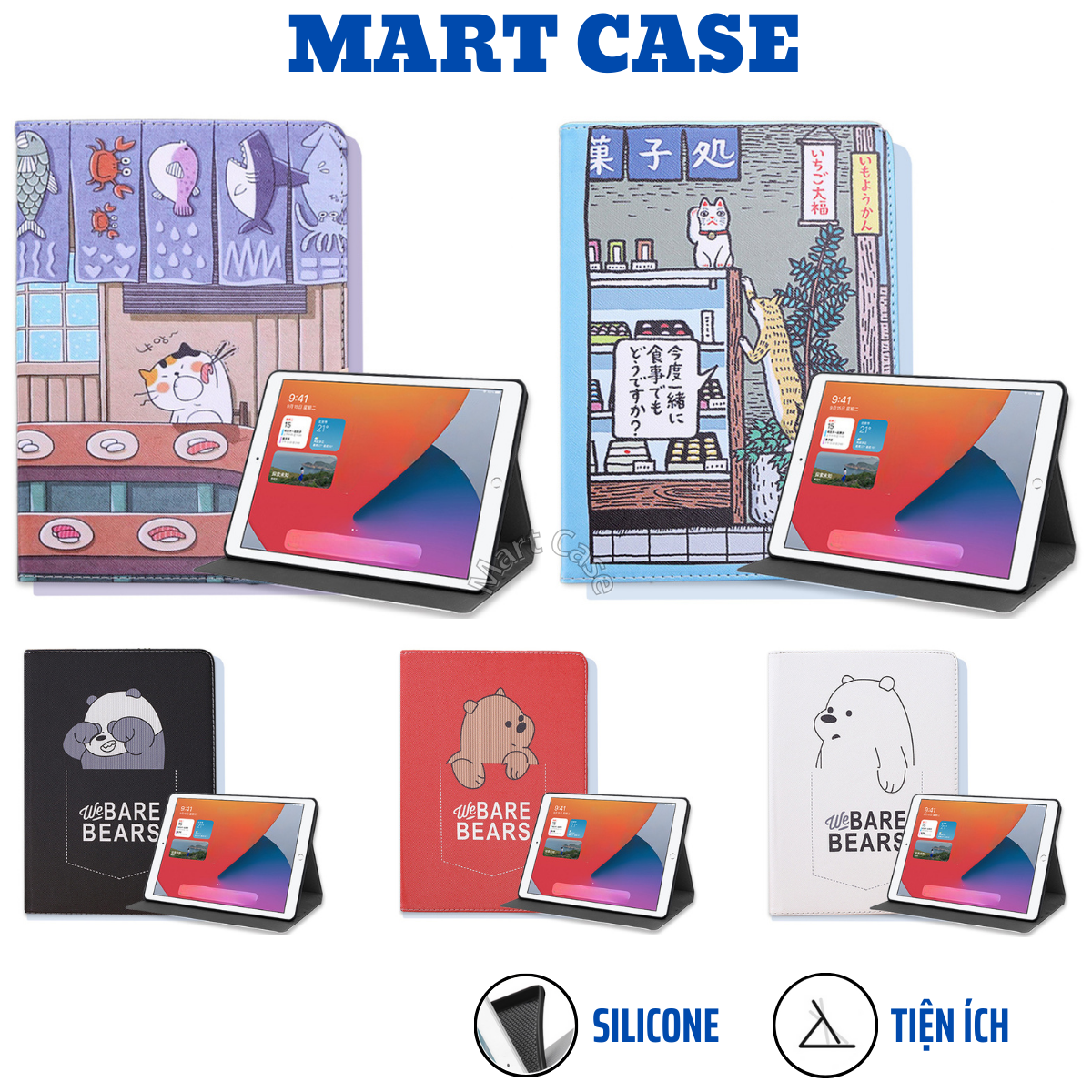 Bao da ipad Silicon Mèo ăn tiệc chất đẹp cho ipad Air 1-2-3-4-5/Gen 5-6-7-8-9-10/Pro 11-10.5/Mini 1-6 -MART CASE