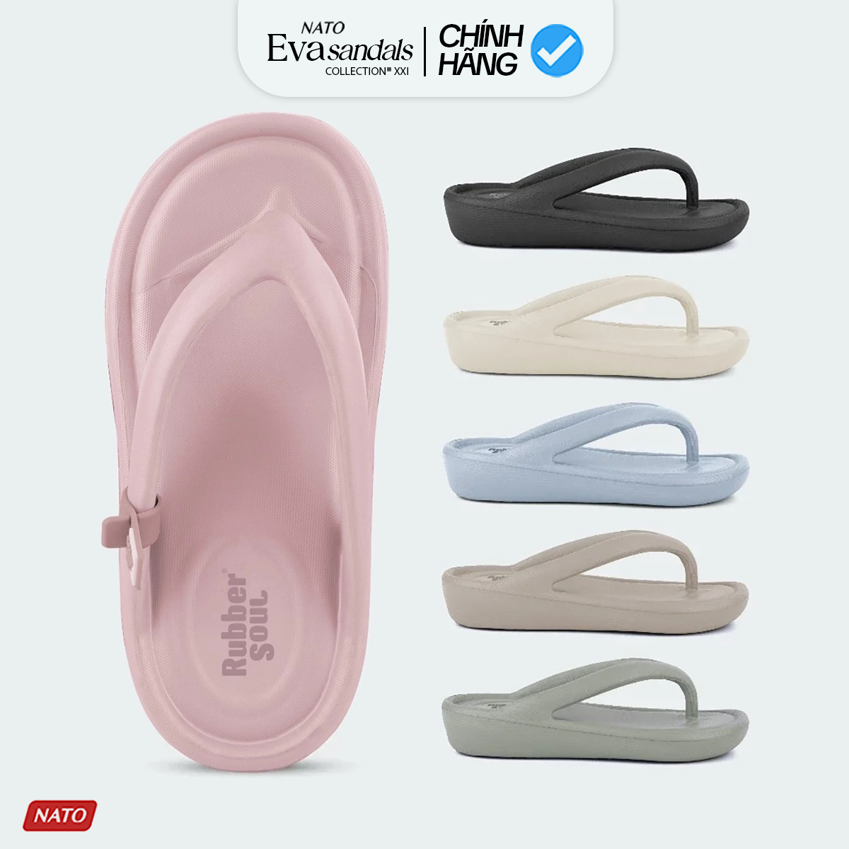  Dép Kẹp Xỏ Ngón RUBBER SOUL Đúc Nguyên Khối EVA Cao Cấp Dép Bánh Mì Nữ Êm Chống Trượt Đi Biển NATO 