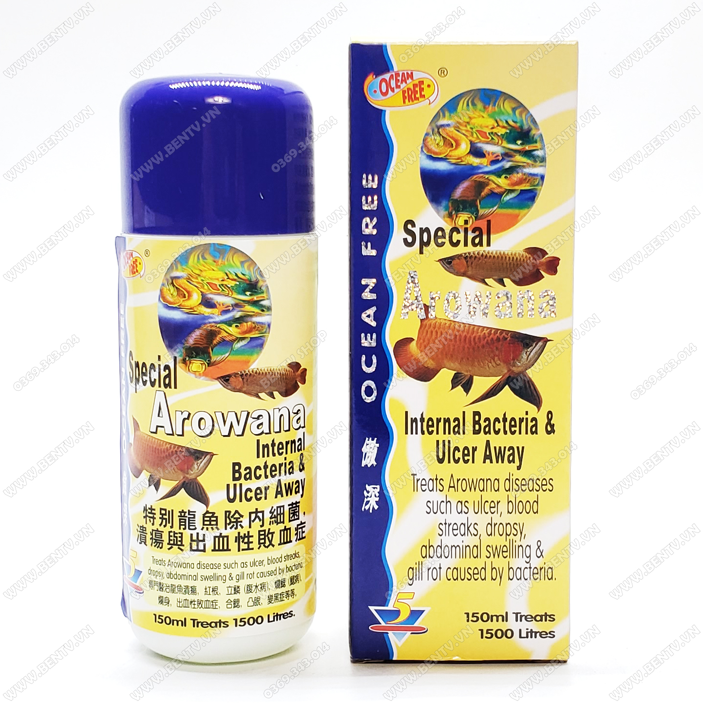Chai số 5 diệt nấm đen kênh vảy cho cá rồng