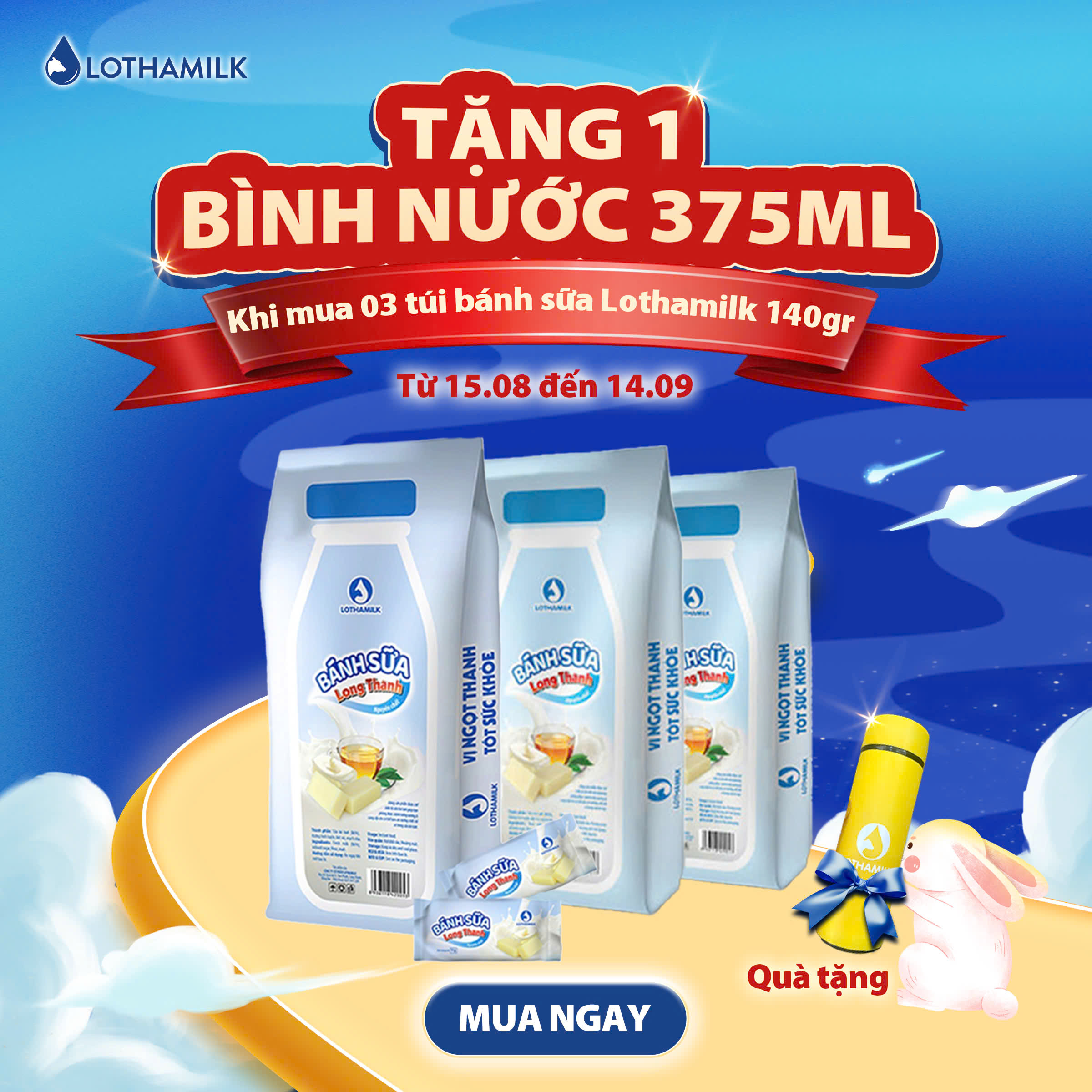 Bánh sữa Lothamilk nguyên chất túi 140g