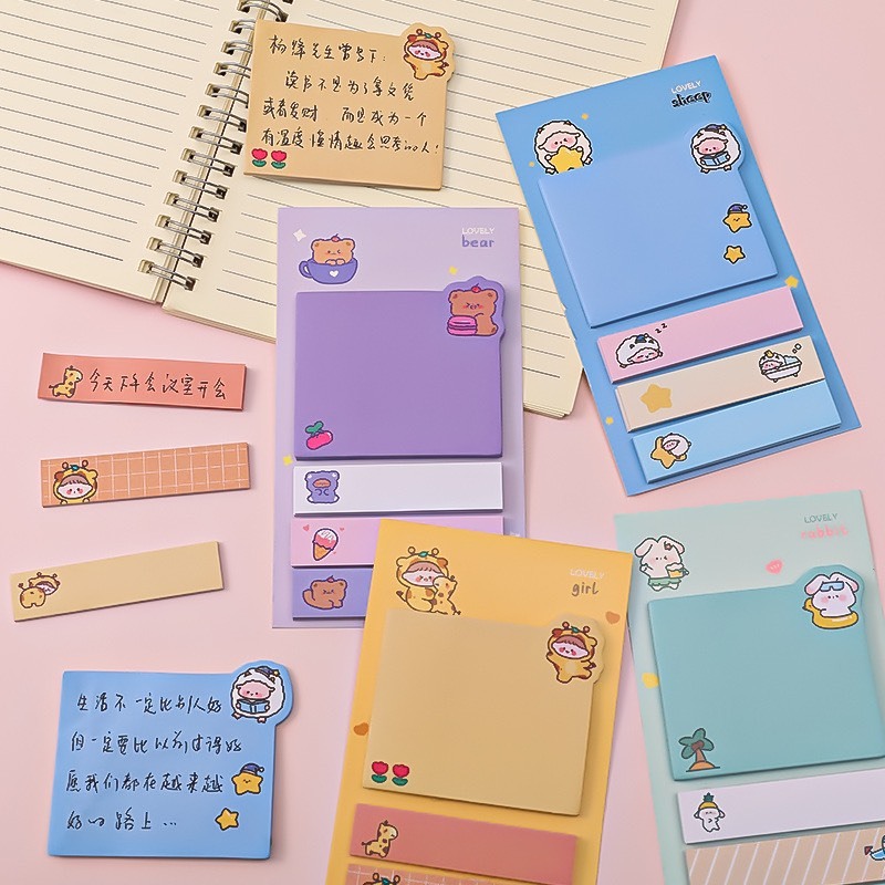 Giấy note kèm đánh dấu trang xinh xắn màu ngẫu nhiên- s2