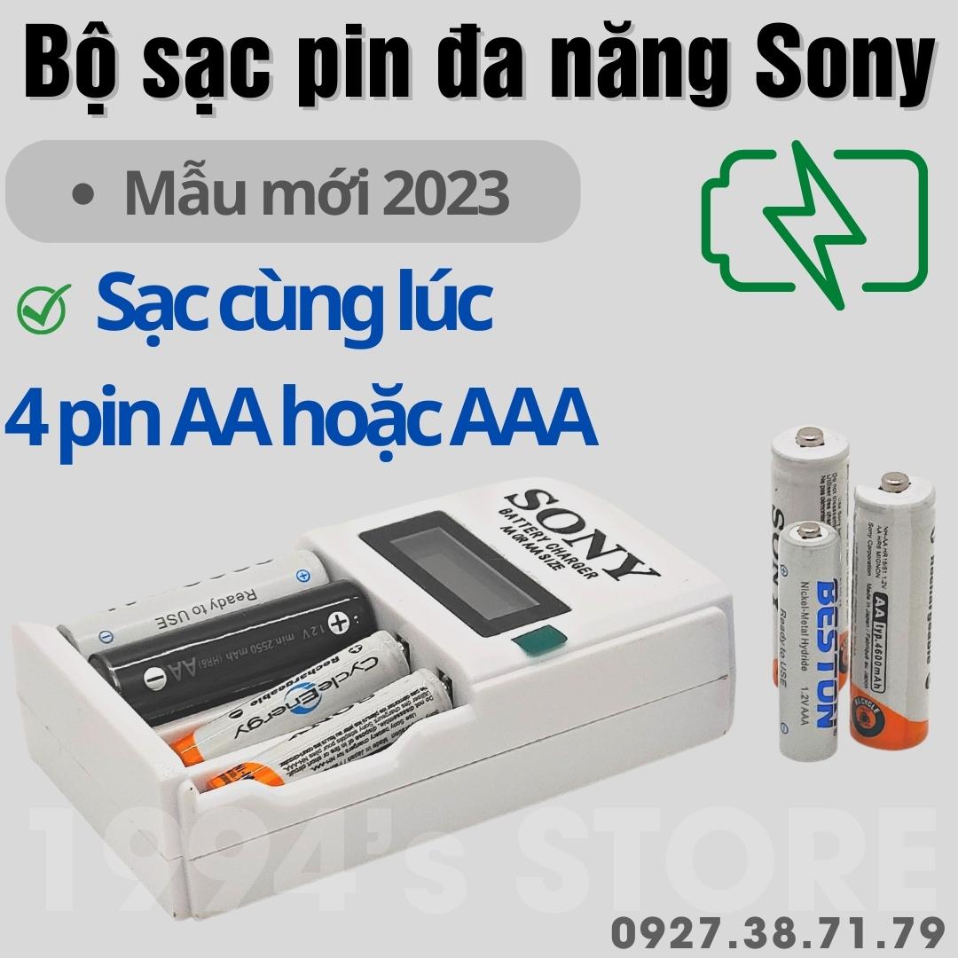 Dock sạc pin tiểu, pin đũa AA, AAA Sony - Sạc nhanh cùng lúc 4 pin cho đèn Flash, đèn Led máy ảnh, Micro ghi âm, Karaoke