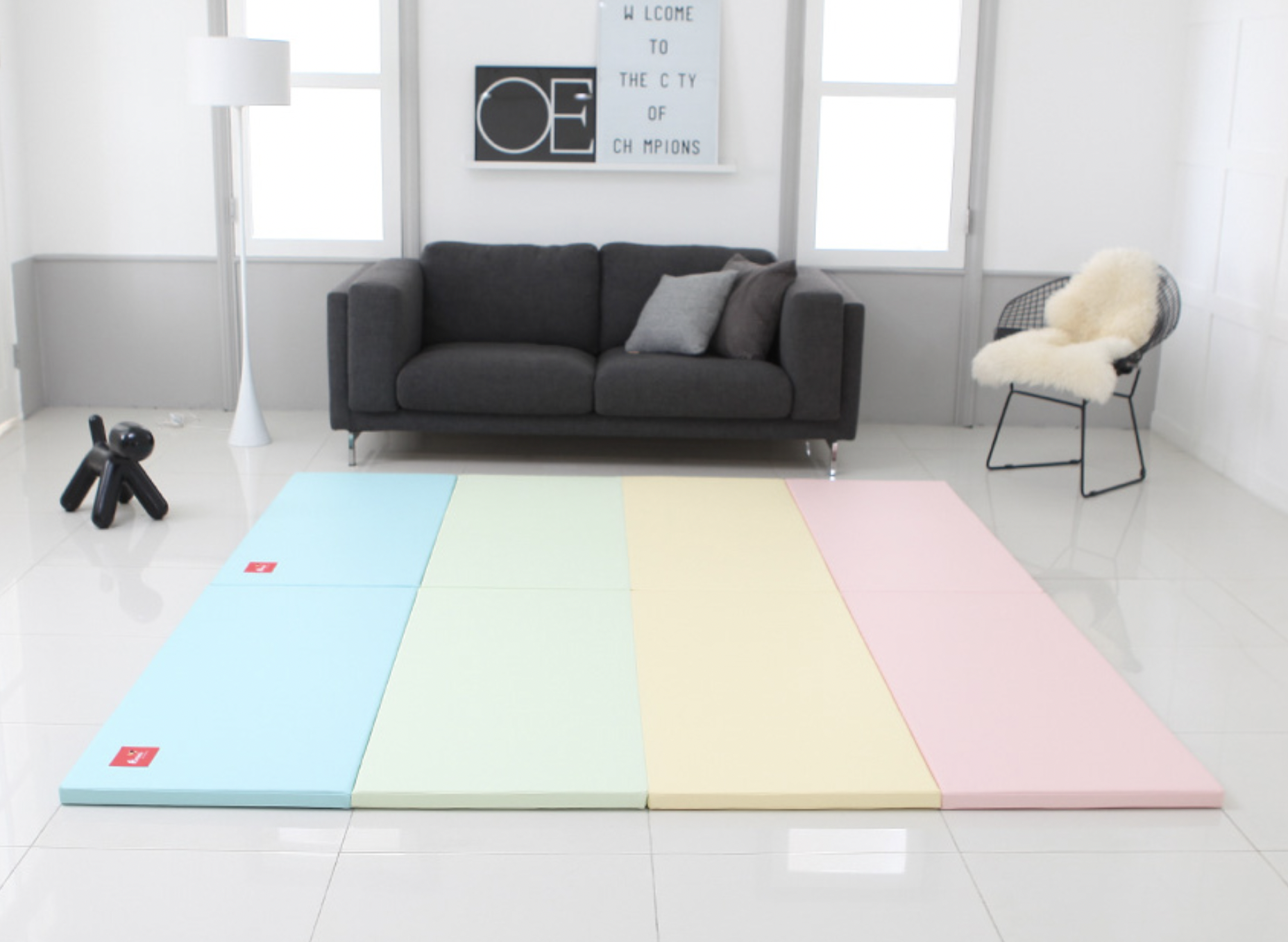 Thảm đệm gấp thiết kế chống trượt 4 miếng cho bé