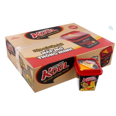 Thùng mì trứng muối hộp vuông 90g Cung Đình 100% hàng chính hãng