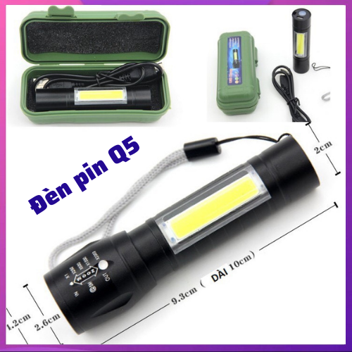 Đèn Pin Mini Siêu Sáng Cao Cấp Có Zoom Xa Gần, Có Đèn Trên Thân Có Thể Làm Đèn Học Để Bàn, Đèn Nhỏ Gọn Bỏ Túi Tiện Lợi