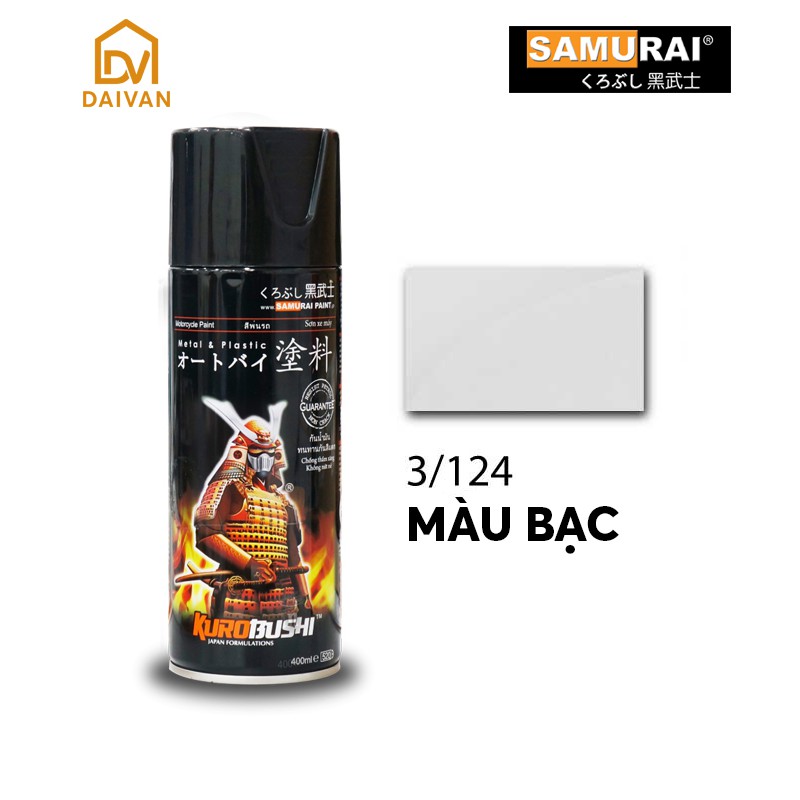 Sơn xịt Samurai màu bạc 124