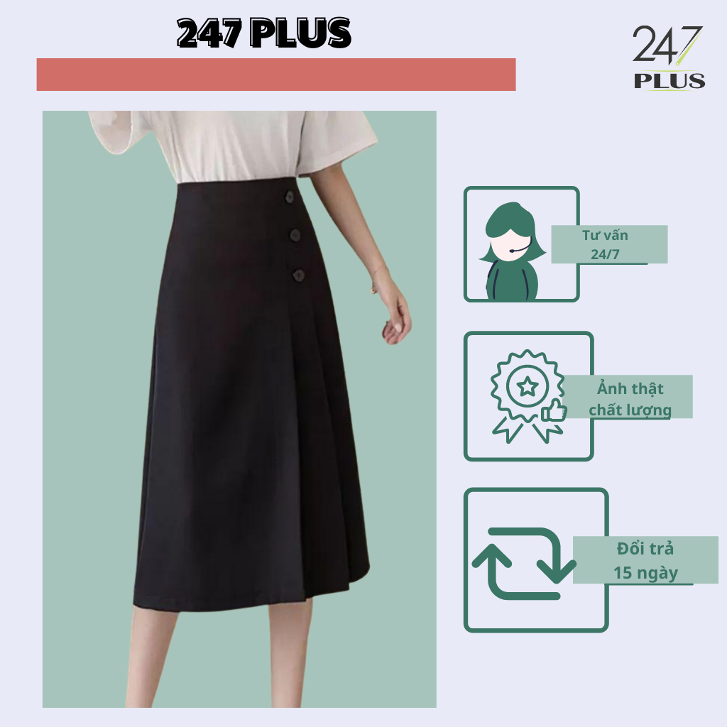 Chân Váy Dài Cao Cấp Phối 3 Cúc 704