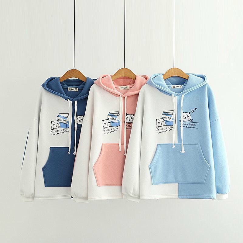 [HCM]Áo Khoác Hoodie Nữ Mèo Sữa Xinh Xắn - Chất Nỉ Dày Ấm - Dáng Suông Form Rộng Thời Trang TT SHOP -